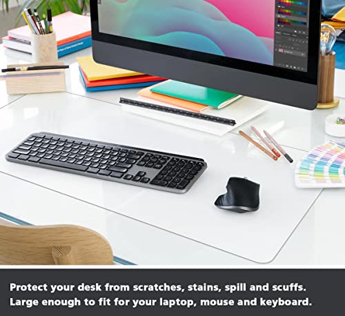 ProValley Multifunctional Office Desk Pad Mat Blotter on Top of Desks Non-slip Desk Writing Mat Waterproof Desk Mat Protector for Desktop PVC Leather Desk Mouse Pad for Office Home (Black, 14" x 24")