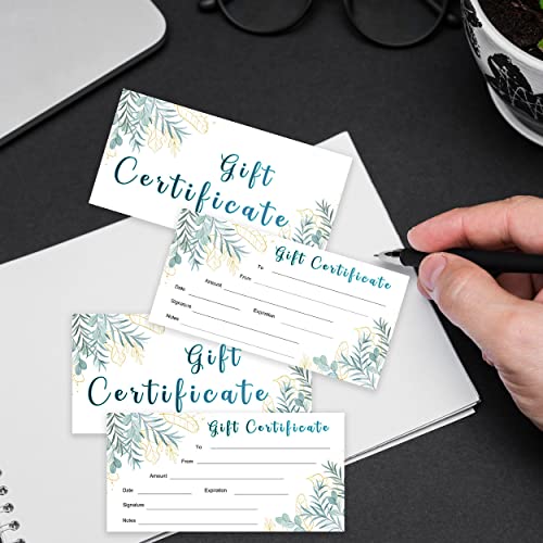 QZCYU Golden Blank Present Certificate for Business Gift Certificates for Business Birthday Marriage Salon Spa Restaurants,Double-Sided,25 Counts with Envelopes,3.5x7 inches