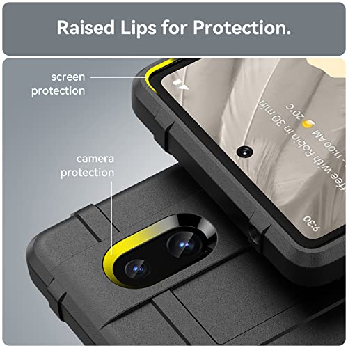 Case with Clip for Google Pixel 7a Phone (2023), Nakedcellphone Special Ops Armor Rugged Shield Protective Cover and [Rotating Ratchet] Belt Clip Holster [Matte Grip Texture] - Black