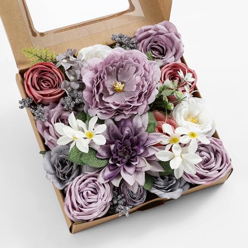 kuujojo Artificial Flowers Combo, Fake Flowers for DIY Tables Centerpieces Baby Shower Bridal Shower Wedding Bouquet Arrangements Party Candle Holder Cake Decor Flower Home Decorations