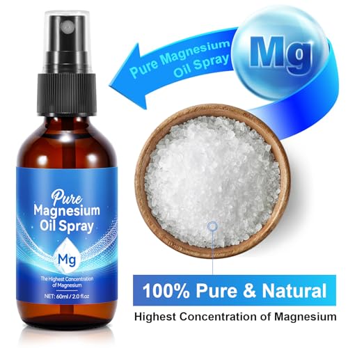 Magnesium Oil for Feet, Magnesium Spray, 100% Pure & Organic Natural Magnesium Oil Spray Glass Bottle, Easy to Absorb & Use, Magnesium Oil Spray for Feet