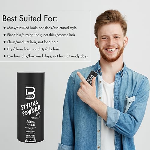 L3 Level 3 Styling Powder - Natural Look Mens Powder - Easy to Apply with No Oil or Greasy Residue (Large - 60 Grams)