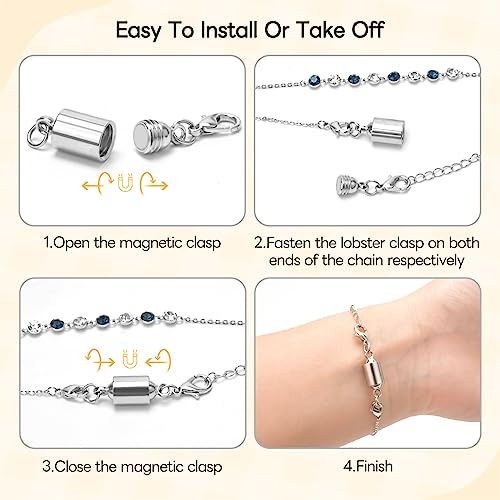 16 Pcs Magnetic Jewelry Clasps and Necklace Layering Clasp Necklace Extenders Gold Silver,Multiple Sizes and Styles Chain Extenders Magnetic Clasps for Jewelry Necklace Bracelet