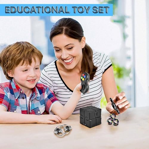Dr.Kbder Fidget Toys Adults Set 2Pcs, Easter Basket Stuffers for Kids Teen Autism Sensory Toys Pack with Figette Cube Figits Ring Classroom ADHD Stress Relief Toys, Cool Gadget Desk Spinner Toy…