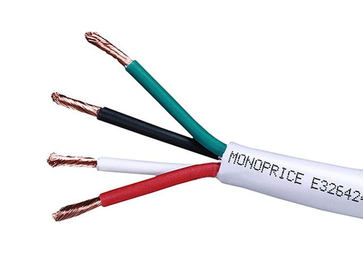 Monoprice Access Series 12 Gauge AWG CL2 Rated 2 Conductor Speaker Wire/ Cable - 100ft Fire Safety In Wall Rated, Jacketed In White PVC material 99.9% Oxygen-Free Pure Bare Copper