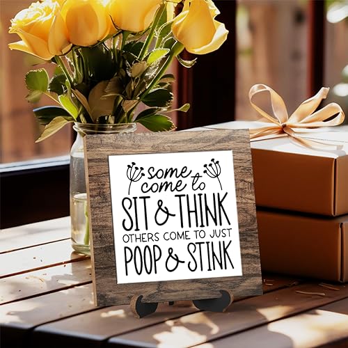 Wooden sign gift with stand, wooden sign for Bathroom, Toilet Decor, Inspirational Wood Plaque Decoration for Mental healthcare Home decor, Bath, Kitchen-A40