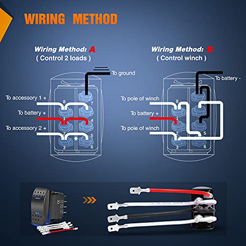 Nilight RET EXT Reverse Polarity Toggle Switch 2PCS On Off On DPDT 3 Position 12VDC Motor Control Power Jack Leveling Momentary DPDT 4Pin 20A Switch w/Jumper Wire for Tongue Trailer