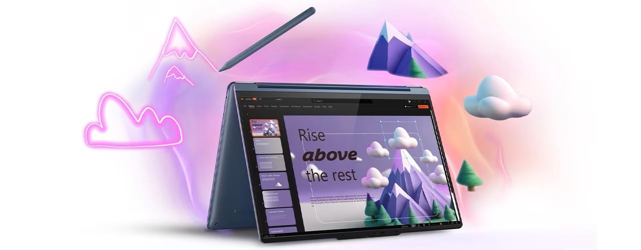 Lenovo Yoga 9i 2-in-1 Aura Edition Laptop with Intel Core Ultra 7 258V Processor,14” 2.8K 1,100 nits(HDR) OLED, Touchscreen Display, 32GB LPDDR5X-8533MT/s Memory, 1TB SSD, Wi-Fi 7, Pen, and Win 11 Pro
