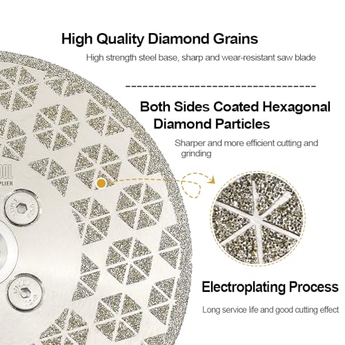SHDIATOOL Diamond Cutting Grinding Disc 4-Inch Saw Blades Double Side Coated Electroplated Grinding Wheel for Granite Marble 105mm