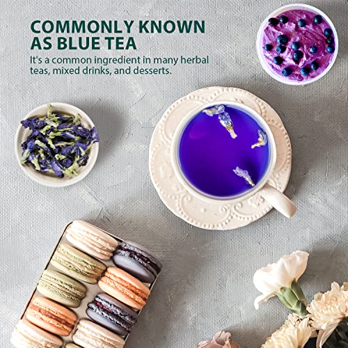 Soeos Butterfly Pea Flower Tea, 2oz (Pack of 1), Whole Butterfly Tea, Naturally Sweet Herbal Tea, Caffeine Free Tea, Butterfly Tea