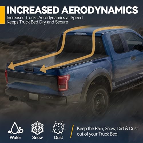 Auto Dynasty FRP Hard Tri-Fold Truck Bed Tonneau Cover Compatible with 2015-2025 Chevy Colorado GMC Canyon Crew Cab 5.2Ft Fleetside/Styleside Bed, Black Powdercoated