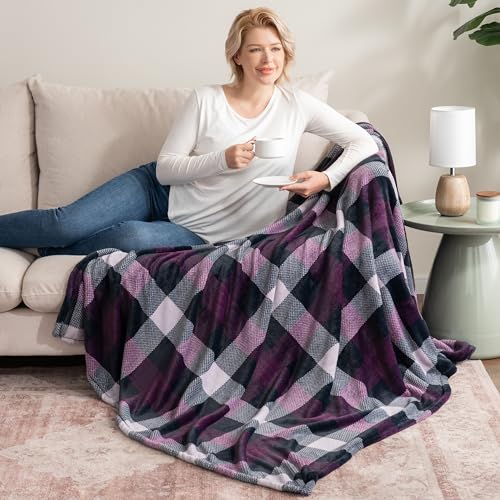 Berkshire Blanket Primalush™ Buffalo Plaid Plush Throw Blanket, Soft Fuzzy Lightweight Warm Fleece Throw for Couch, All Season Use(Double Buffalo Plaid, 50in x 70in)