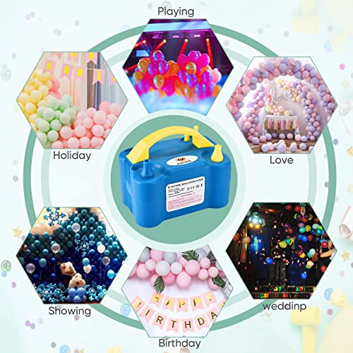 NuLink Electric Portable Dual Nozzle Balloon Blower Pump Inflation for Decoration, Party [110V~120V, 600W, Royal Blue]