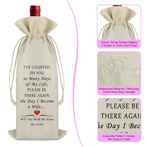 Gfhzdmf Best Man Gift Appreciation Gift for Groomsman from Groom Proposal Wine Bag Wedding Engagement Gift Groomsman Gift Wedding Day Gift for Best Man Brother Boys Reusable Wine Burlap Bag