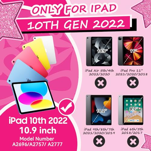 Cantis Case for iPad 10th Generation 10.9 inch 2022, iPad Cover 10th Generation with Pencil Holder & Kickstand, Heavy Duty Shockproof Rugged Protective for iPad 10th Case, Grey+Black