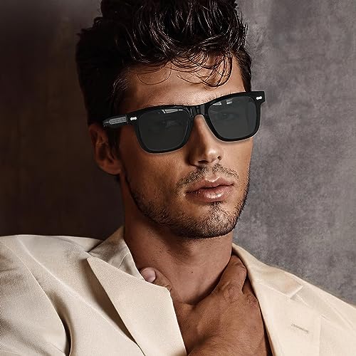 CARFIA Cool Acetate Polarized Sunglasses for Men Trendy Retro Sun Glasses CA2301 Transparent
