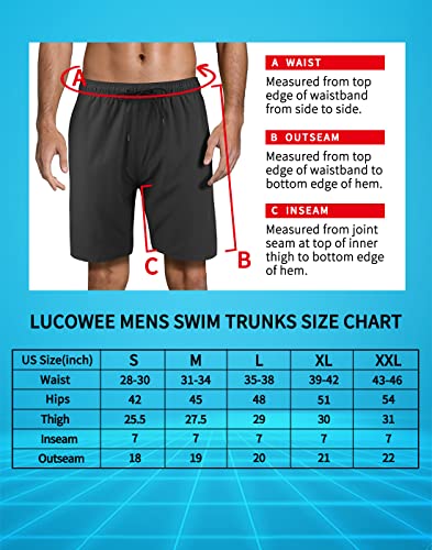 LUCOWEE Mens Swimming Trunks with Compression Liner Breathable Tech Lined Swim Shorts Zipper Pocket Shirt Loop Quick Dry UPF 50+ Stretchy 7 inch Inseam Bathing Suit Swimsuits Coconut Island Medium