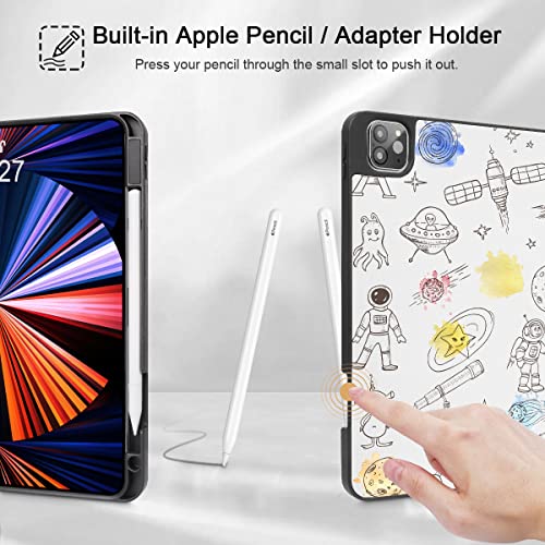 Tuiklol Case for 2021 2020 2018 iPad Pro 11 Gen 1/2/3, Magnetic Smart Case with Soft TPU Back Cover, Trifold Stand, Pencil Holder (Support iPad Pencil 2nd Charging), Auto Wake/Sleep, Marble