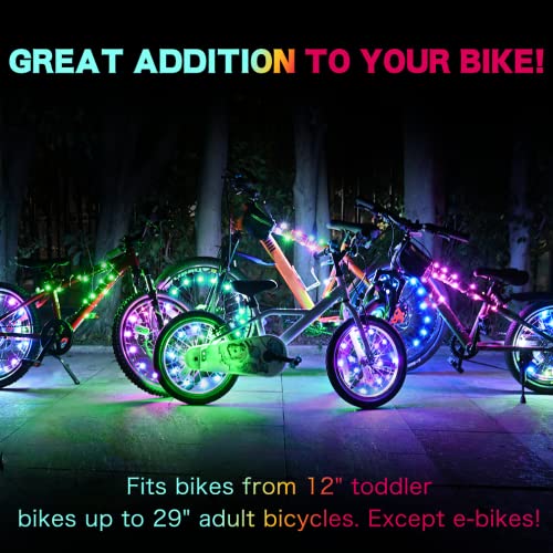 TINANA 2 Tire Pack LED Bike Wheel Lights Ultra Bright Waterproof Bicycle Spoke Lights Cycling Decoration Safety Warning Tire Strip Light for Kids Adults Night Riding (blue 2pack)