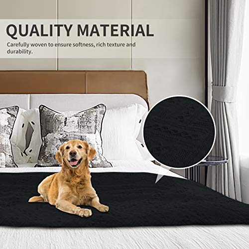 Easy-Going Geometrical Jacquard Sofa Cover, Couch Covers for Armchair Couch, L Shape Sectional Covers for Dogs, Washable Luxury Bed Blanket, Furniture Protector for Pets,Kids(71x 102 inch,Small,Black)