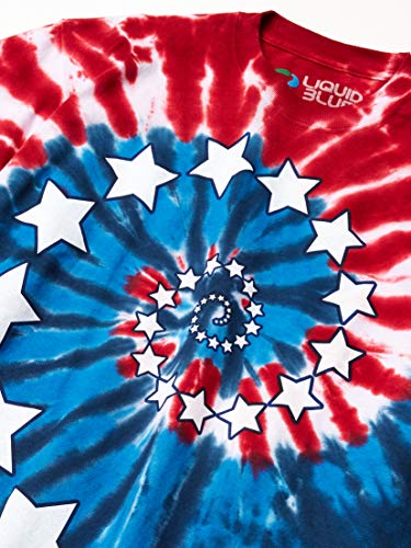 Liquid Blue Men's Stars and Stripes Spiral T-Shirt, Tie Dye, Medium