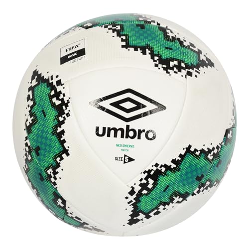 Umbro Neo Swerve Match FB Soccer Ball, Size 5, White/Black/Teal