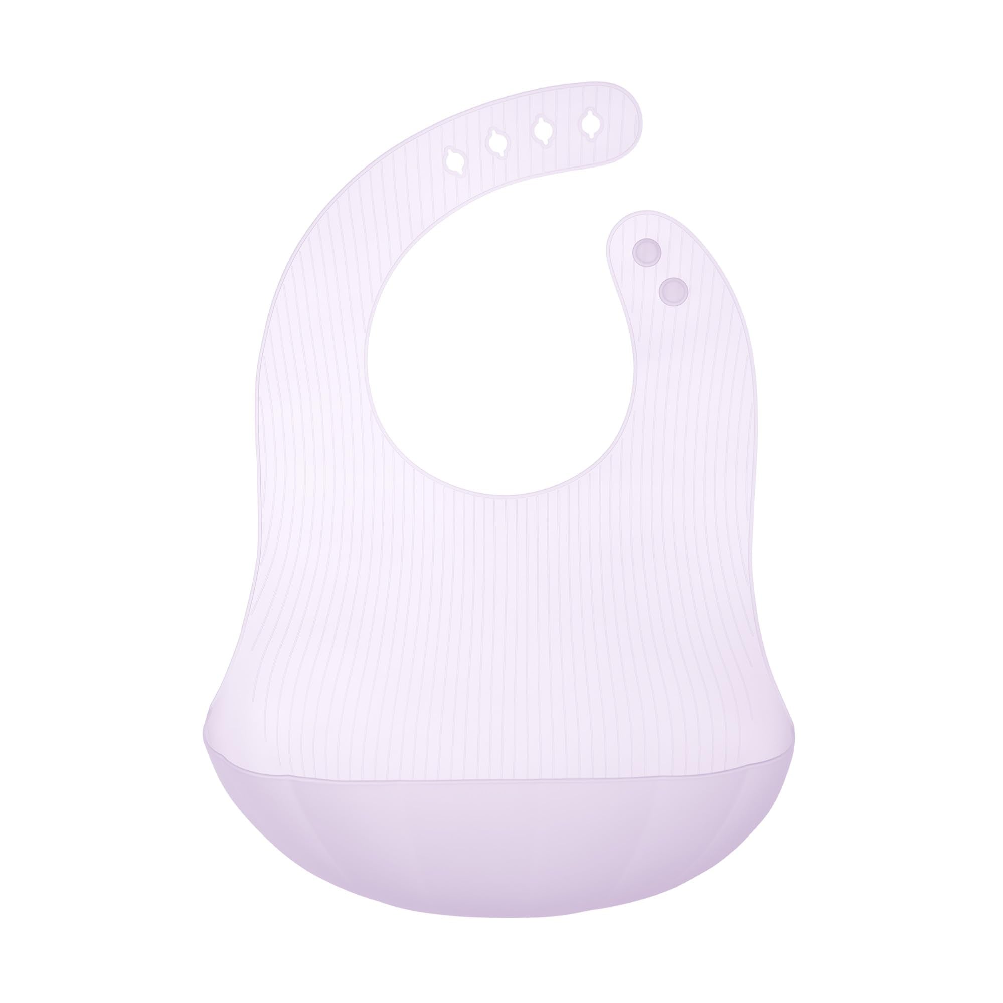 Olababy Fold N Go Silicone Baby Bib w Travel Case | Soft, Lightweight, Waterproof Bibs for Infants & Toddlers | BPA Free (1 Bib + 1 Travel Case, Lilac)