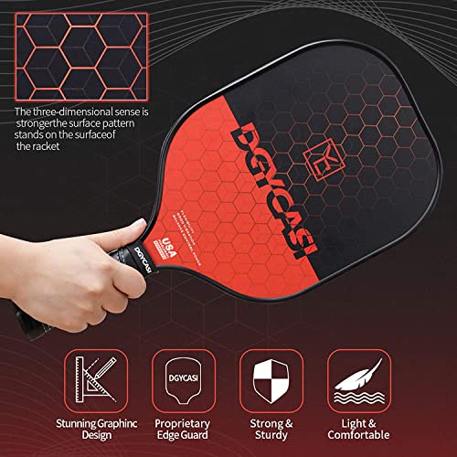 YC DGYCASI Graphite Pickleball Paddles Set of 4, 2024 USAPA Approved, Carbon Fiber Surface (CHS), Polypropylene Lightweight Honeycomb Core, 3 Indoor 3 Outdoor Pickleball, 4 Replacement Soft Grip + Bag