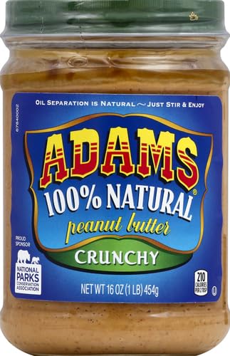 Adams 100% Natural Crunchy Peanut Butter, 16 Ounces