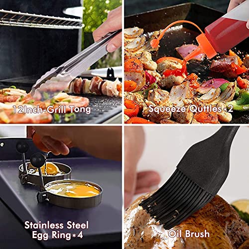 Beichen Griddle Accessories Kit, 14 Pcs Stainless Steel Griddle Grill Tools Set Blackstone and Camp Chef, Professional Grill Spatula Set for Men Women Outdoor BBQ and Camping