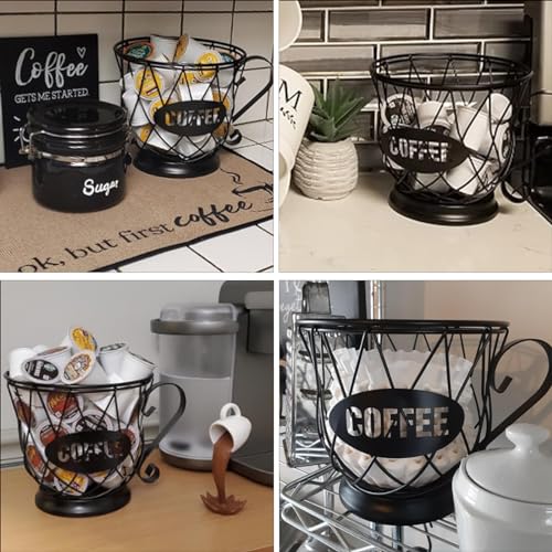 TreeLen Coffee Pod Holder, K Cup Organizer, Large Capacity K Cup Holder for 40 K Cups, K Pod Storage for Coffee Bar - Black