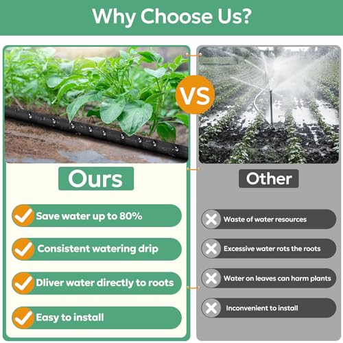 Soaker Hose 50 FT - Yumatum Flat Garden Soaker Hose Irrigation Sprinkler, Save 80% Water, Heavy Duty Leakproof, 3/4" Linkable, Drip Watering Hose for Garden Beds, Lawns, Vegetable Field
