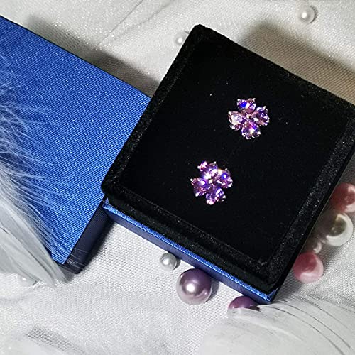 JiangXin Natural Amethyst 925 Sterling Silver Stud Earrings for Women Birthstone White Gold Plated Jewellery
