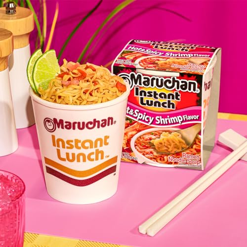 Maruchan Instant Lunch Hot & Spicy Shrimp, 2.25 Oz, Pack of 12