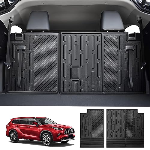 Utiiy Cargo Mat Fit for 2020-2024 Toyota Highlander Backrest Mat TPE Trunk Liner All Weather Seats Back Protector for Highlander 7 Seats Accessories(Backrest Liner)