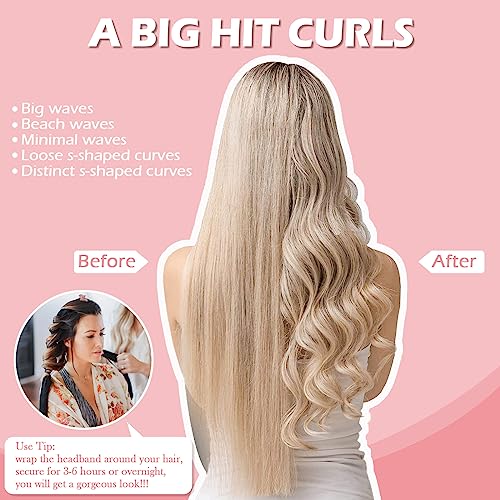 Yampahpa Heatless Curling Rod Headband, 70" Long, Soft Velour Hair Curlers for Medium Long Hair, Overnight Hair Rollers Set for Heatless Curls, Lazy Hair Curlers to Sleep In, 15 Pcs