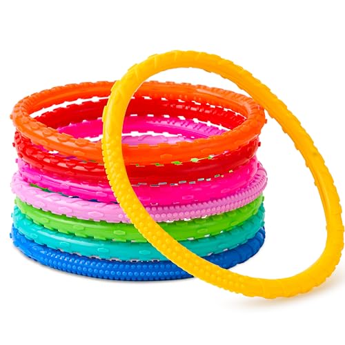 JOYIN Dive Rings Pool Toys, 8 Pcs Colorful Pool Rings for Kids, Underwater Training Pool Diving Rings, Swimming Pool Dive Ring Toy for Kids Gifts Summer Swim Water Fun Pool Games(Diving Circles)