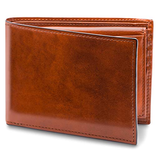 Bosca Men's Leather Wallet with Removable ID Passcase - Bifold Wallet for Men With 8 Card Slots, Premium Hand-Stained Leather With Gift Packaging, Amber Brown