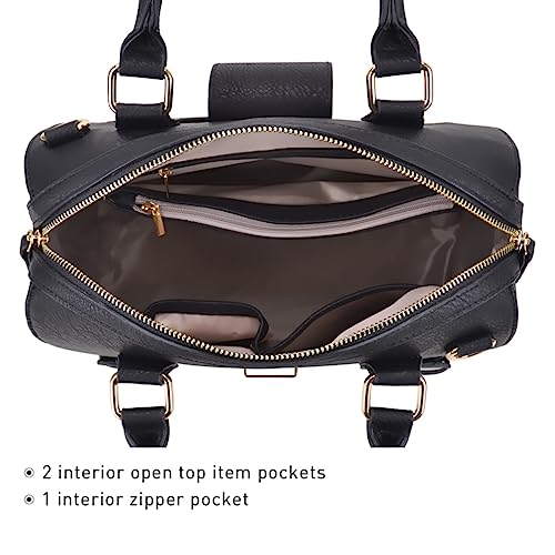 Dasein Women Barrel Handbags Fashion Satchel Bags Top Handle Shoulder Purses Vegan Leather Work Tote (DS beige)