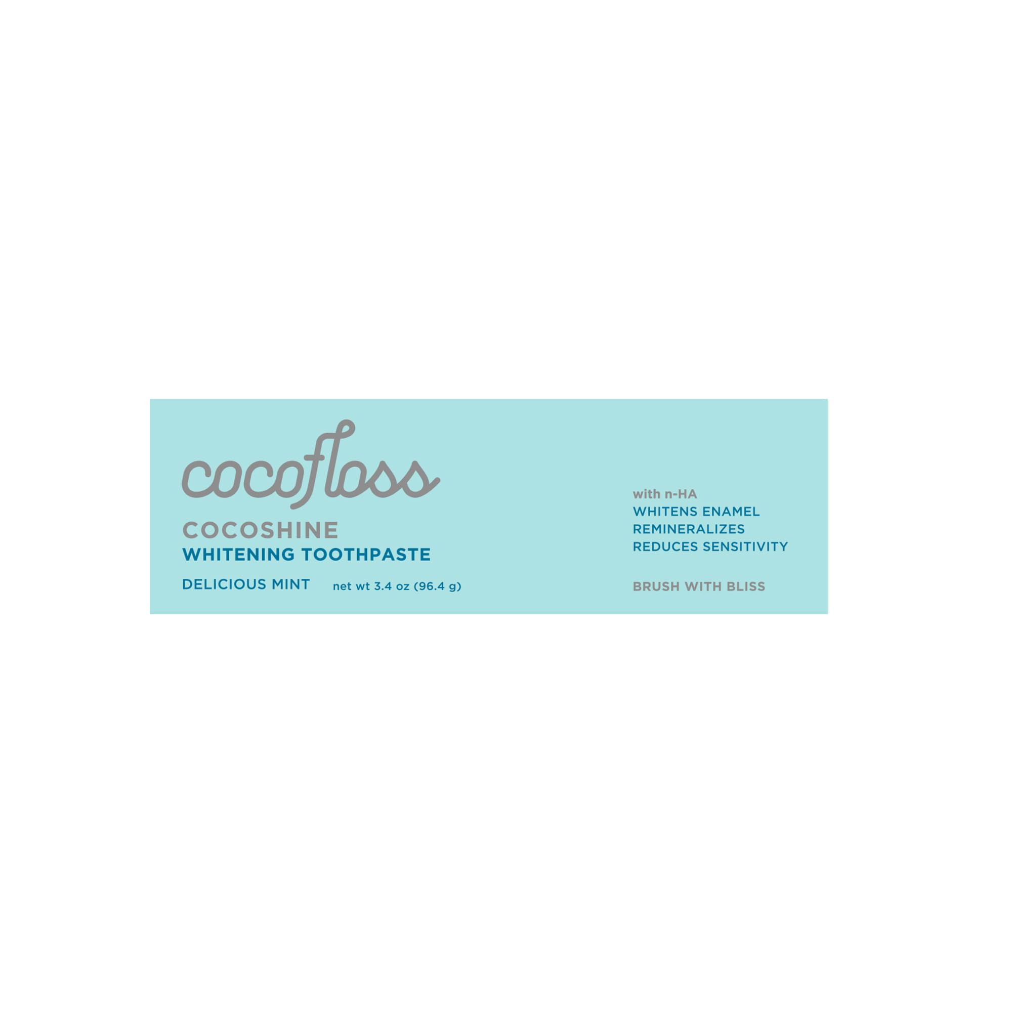 Cocofloss Cocoshine Whitening Toothpaste, Remineralize & Repair Sensitive Teeth, Fluoride-Free with n-HA, Kid-Friendly, Delicious Mint, 3.4 oz