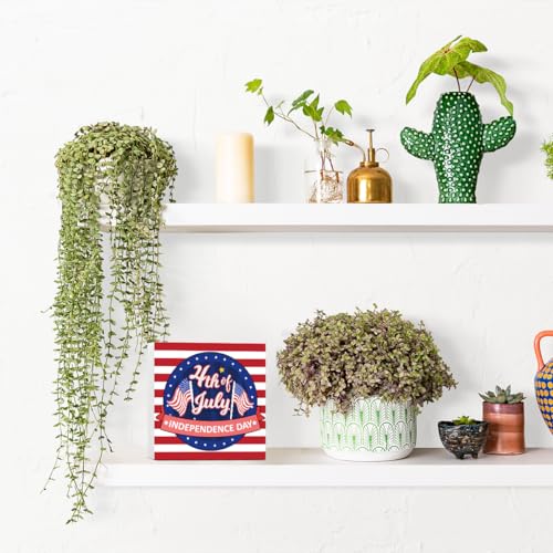 4th of July Independence Day Wooden Box Sign Desk Decor,America Wood Sign,July 4th Decorations,Independence Day Wooden Plaque,USA Patriotic Decor