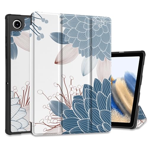 Yebiseven Case for Samsung Galaxy Tab A8 10.5 inch 2022 Released Model SM-X200/X205/X207, Shockproof Tablet Cases with Auto Sleep/Wake & Folding Stand & Soft TPU Back Cover, Hibiscus Flower