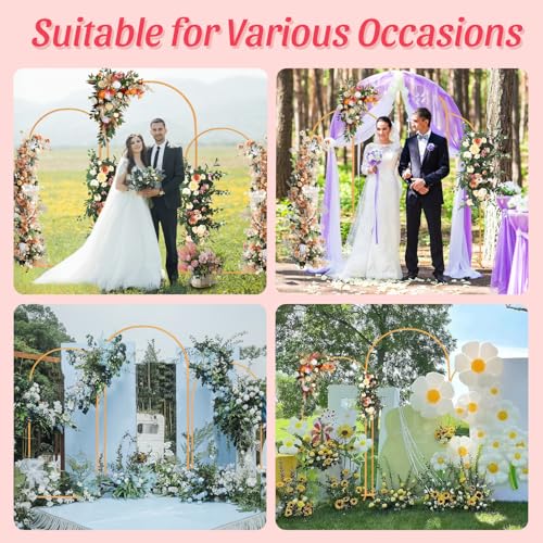 Dovnis Arch Backdrop Stand, Set of 3 Gold Metal Arch Stand Wedding Arch Frame 7.2FT, 6.6FT, 6FT Square Balloon Arch Stand for Birthday Party Baby Shower Wedding Graduation Ceremony Decoration