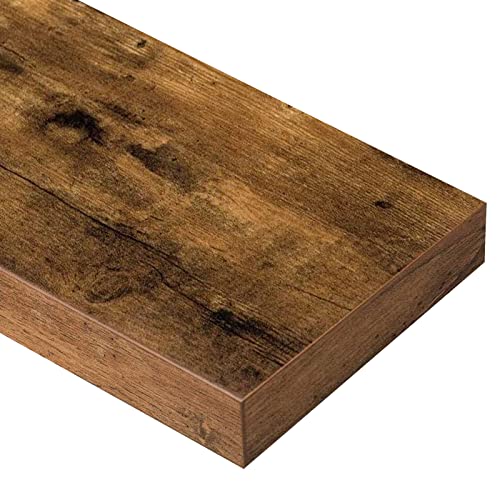 QEEIG Bathroom Floating Shelves for Wall - Shelf Over Toilet Small Wall Mounted Farmhouse Decor 16 inch Set of 2, Rustic Brown (008-40BN)