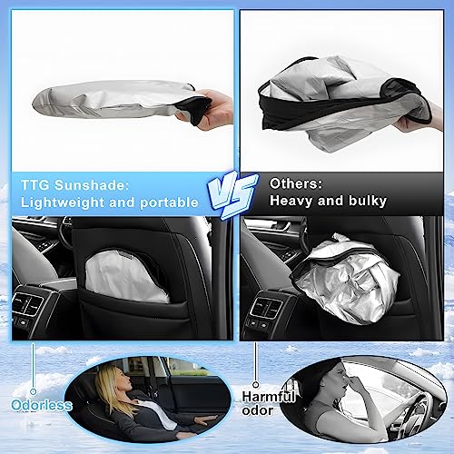 T TGBROS Windshield Sun Shade Custom Fit for 2020-2023 2024 Toyota Corolla Accessories Foldable Sun Shield Reflective Polyester Sun Visor Cover Block Heat and Sun Protection(Not for Corolla Cross)