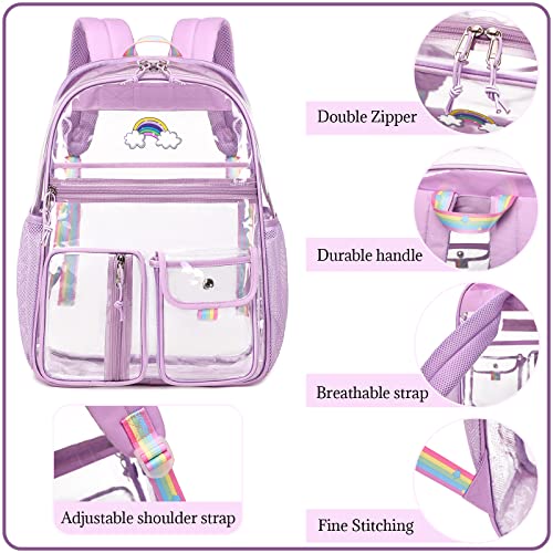 Lanola Student Kids Clear Bookbag Heavy Duty PVC Transparent Backpack Stadium Events See Through Backpacks For College Work Travel - Black