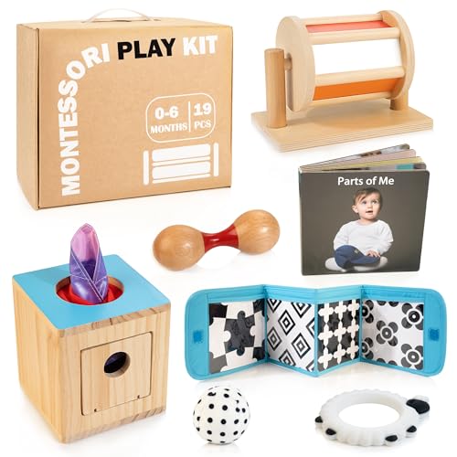 WOODMAM Wooden Montessori Toys for 1+ Year Old, 9 in 1 Learning Educational Toys for Toddler with Educational Box, Xylophone, Pound Bench, Shape Puzzle and More, Baby Toy Gift for 12-18 Months