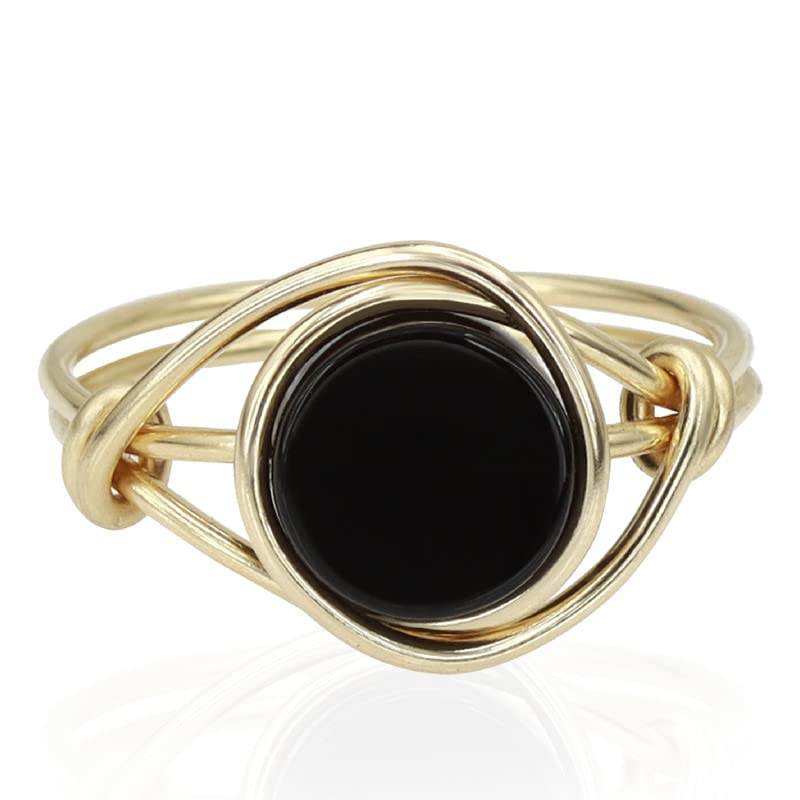 Ardonn Black Onyx Ring for Women - Unique Handmade Gold Filled Emphasizing the Stylish and Versatile Natural - Comfortable and Stylish Gemstone Ring 925 for birthdays and anniversaries (9)