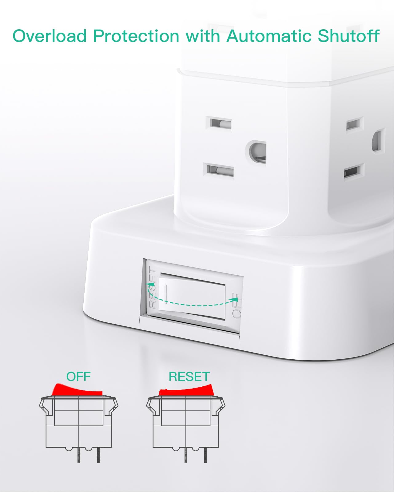 Power Strips with Surge Protection, Flat Plug Power Strip with 12 Outlets 4 USB Ports, Surge Protector Tower 1875W/15A 1080J, 6Ft Extension Cord with Multiple Outlets, Office Supplies, Dorm Essentials