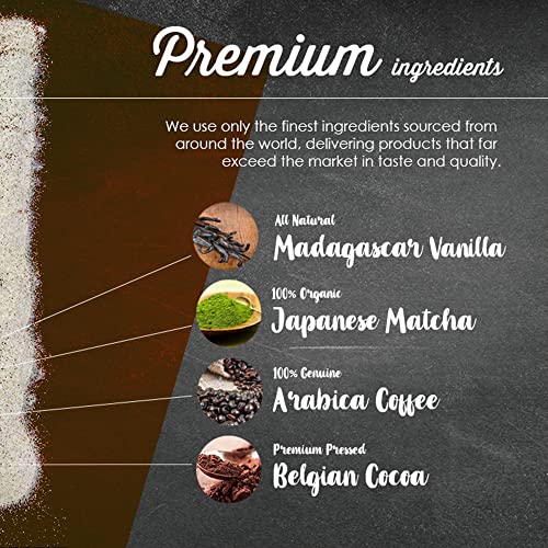 The Frozen Bean - Caramel Macchiato Frappe & Latte Instant Mix with Arabica Beans, 2x Caffienne, Low Sugar - for Hot, Iced, or Frappuccino-Style Blended Drinks - (20) 0.53oz Single Serve Sticks